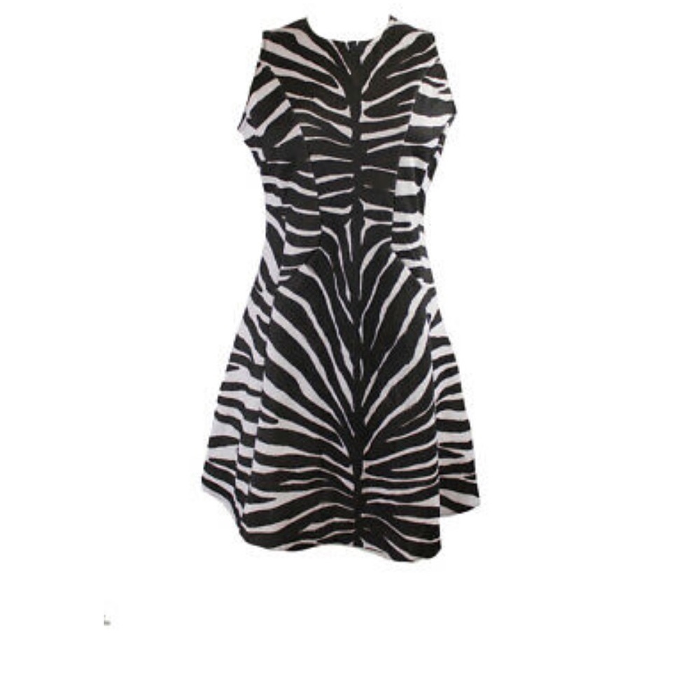 Michael Kors Brown White Zebra Animal Print Dress